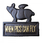 G089- CAST IRON WALL DECOR WHEN PIGS CAN FLY